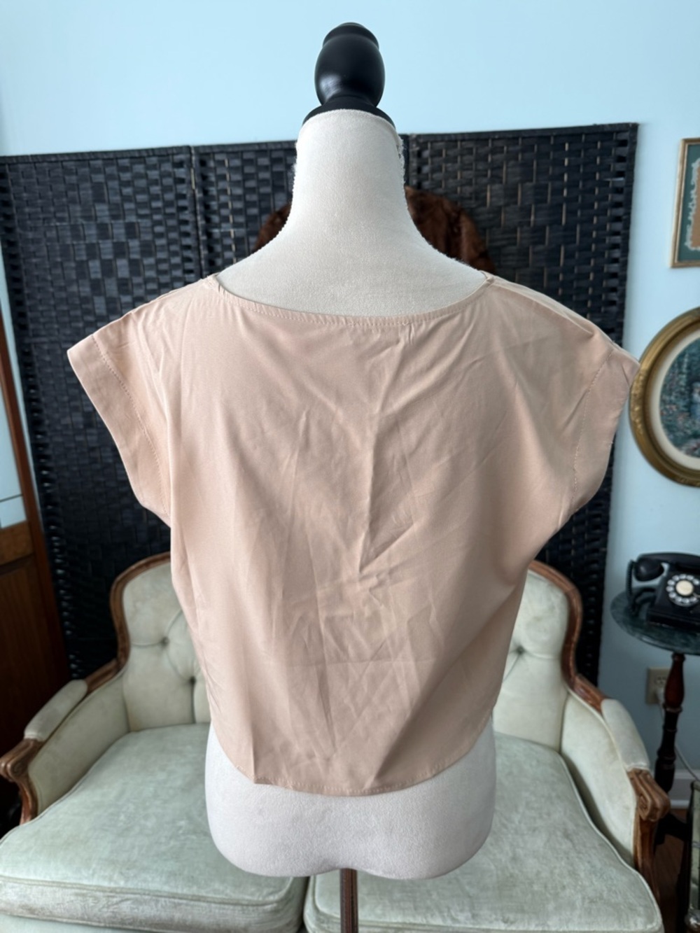 🤎 FAERIesty Neutral Two Piece Set Tiered Wide Leg Pants Crop Top Boho Chic Sz S - Picture 5 of 14
